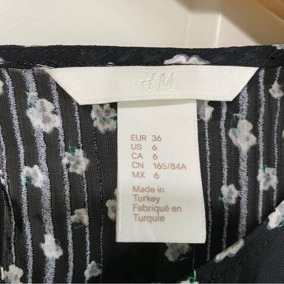 H&m black floral sheer blouse open sleeves size 6 - Picture 7 of 7